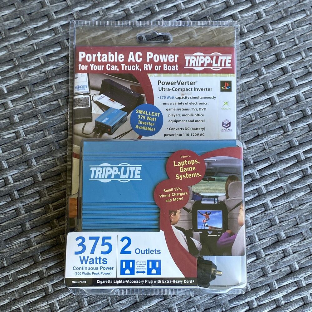 Tripp Lite PowerVerter Ultra Compact Inverter PV375 2 Outlets New